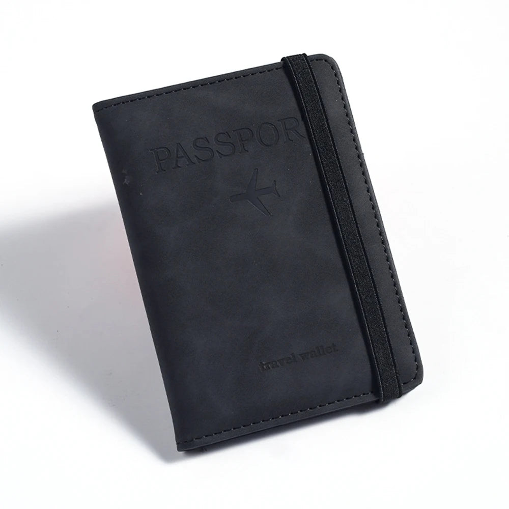 Customized Name PU Men's RFID Passport Holder 2-Style Envelope, Airplane Pattern Printed Anti-Theft Passport Wallet, Minimalist