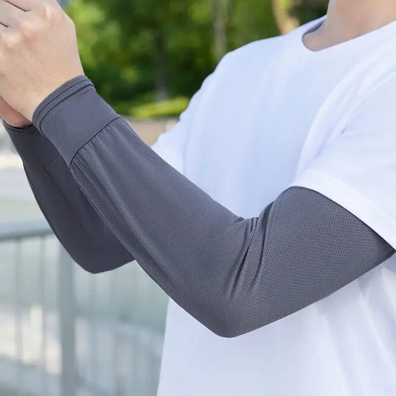 Summer UV-Protective Ice Silk Arm Sleeves for Men | Loose & Absorbent, Perfect for Riding, Running, Driving