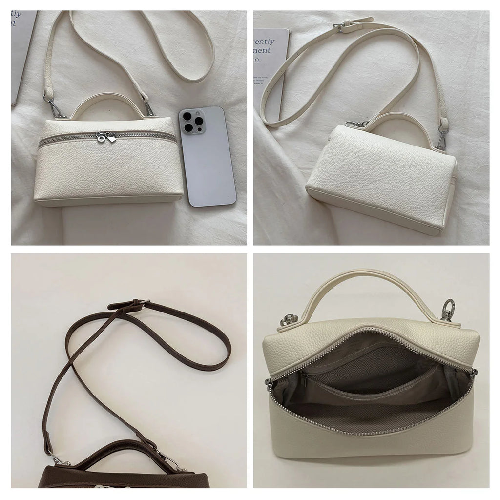 Fashionable and Sweet Dopamine Colored Diagonal Cross Bag Litchi Pattern Hand-held Box Bag Daily Commuting Versatile Square Bag
