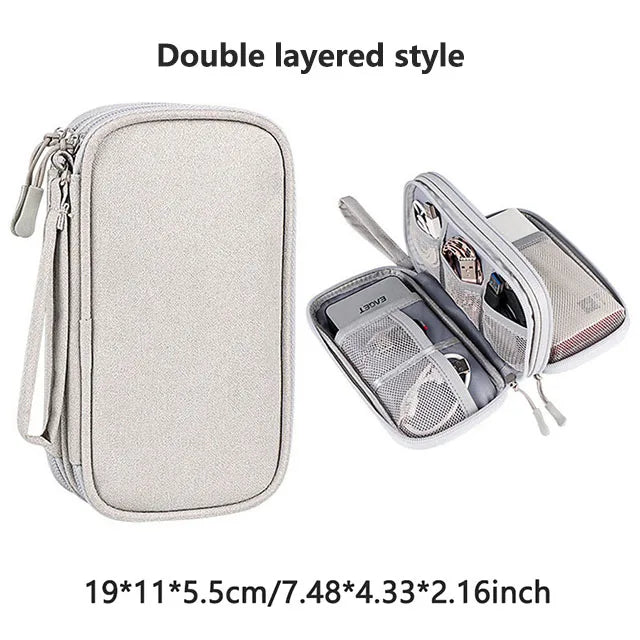 Multi-layer Digital Accessory Storage Bag Dust Proof Power Supply Hard Disk Protective Cover Power Bank Data Cable Storage Bag