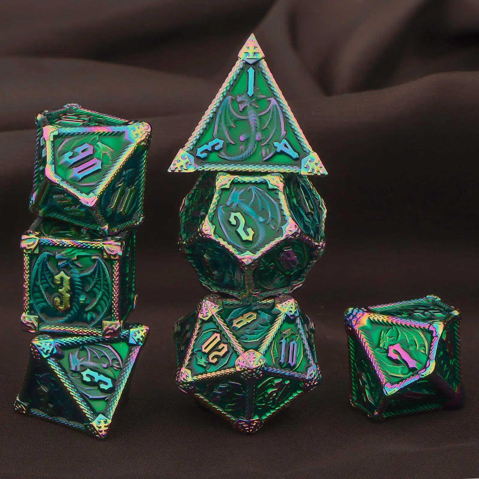 DND Metal Dice Set 7pcs – Polyhedral RPG D&D D20 D12 D10 D8 D6 D4 / Ensemble 7 dés métalliques DND – Polyédriques RPG jeux de rôle