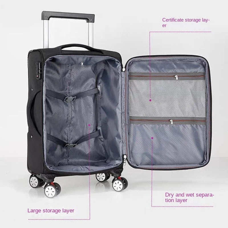20-32-inch Thickened Oxford Fabric Travel Suitcases with Brake Wheels and Laptop Bag Scalable Carry on Luggage valise voyage