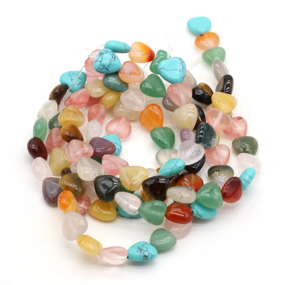 10mm Natural Stone Heart Spacer Beads Crystal Quartz Healing Stone Beads for Jewelry Making DIY Necklace Bracelet Accessories
