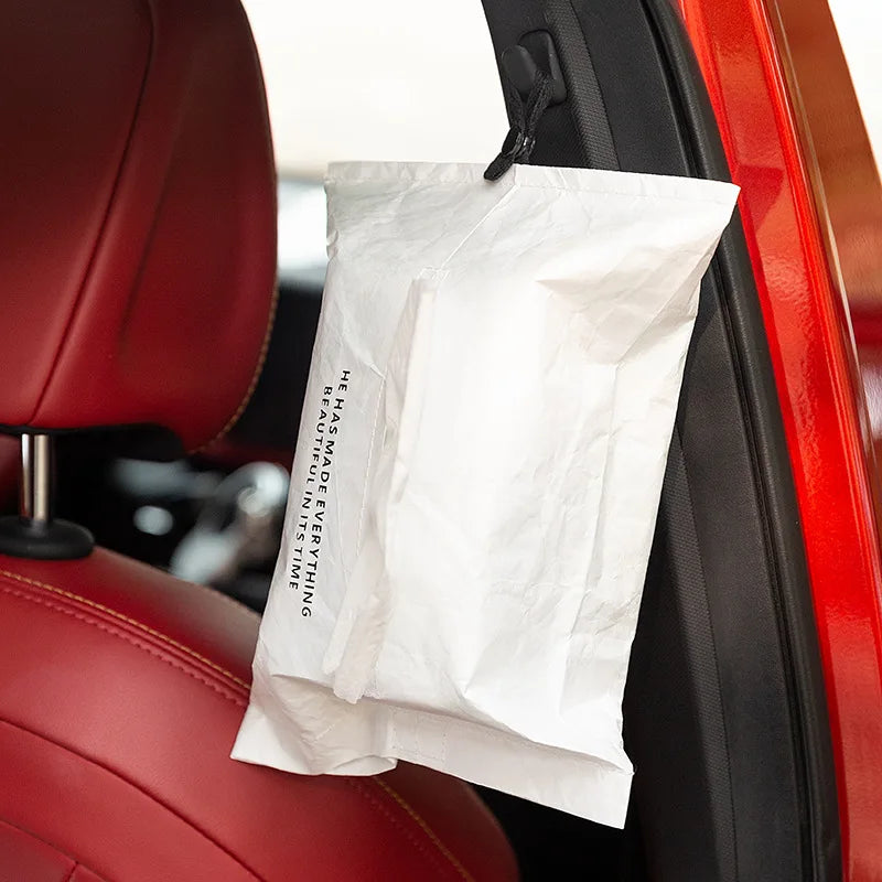 New Car Tissue Bag Luxurious And Lightweight Hanging Paper Bag Paper Tissue Box Waterproof For Car Use Interior Accessories