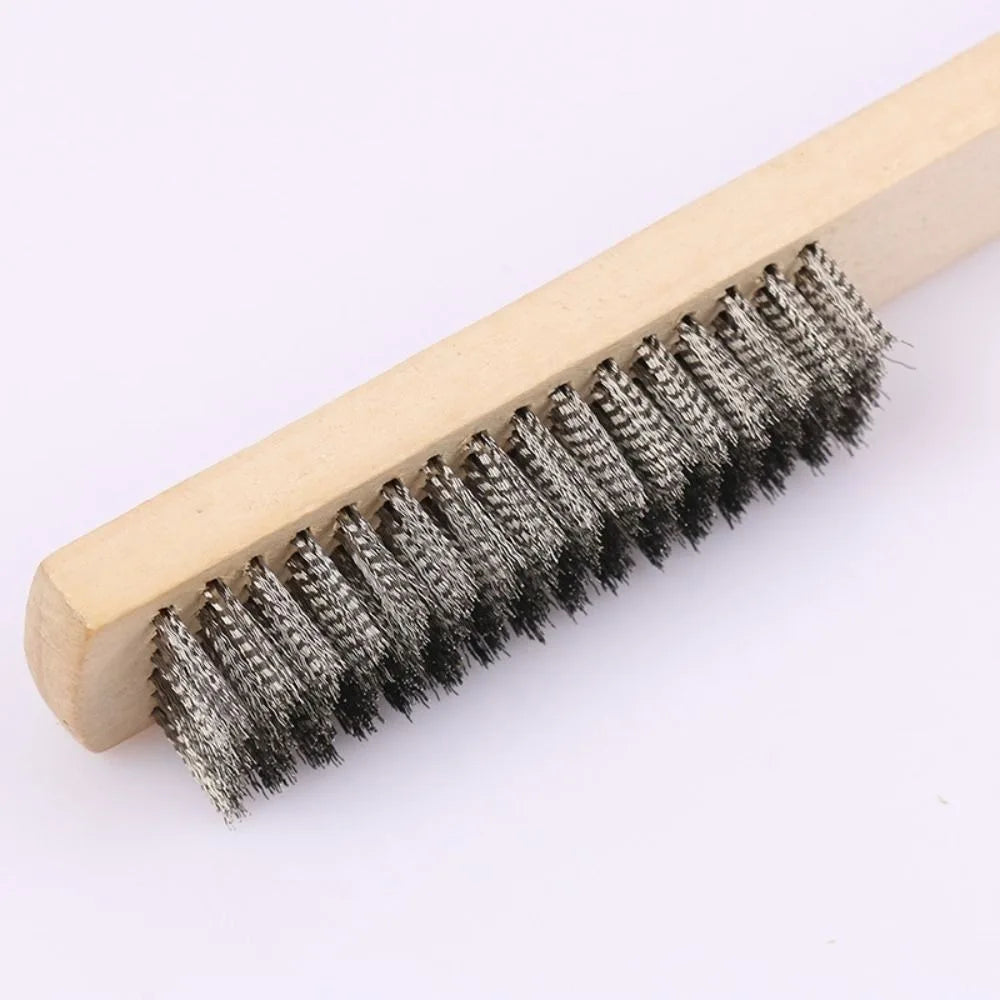 Wooden handle stainless steel wire brush for stationery, paint removal, rust removal, root carving, diamond Bodhi cleaning