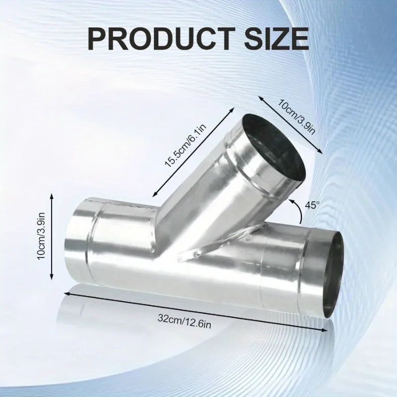 1PC 3 Way Duct Hose Connector 45 Degree Y Shaped Exhaust Fan Dryer Vent Hose Metal Bathroom Ventilation Vent Duct Splitter Tool