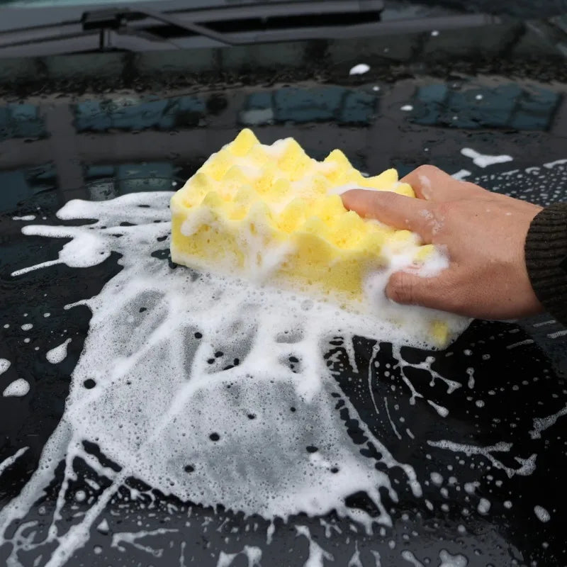 Large Car Wash Sponge Block Car Body Cleaning Stain Removal High Density Wave Pattern Water Absorbent Sponge Car Paint Care Tool