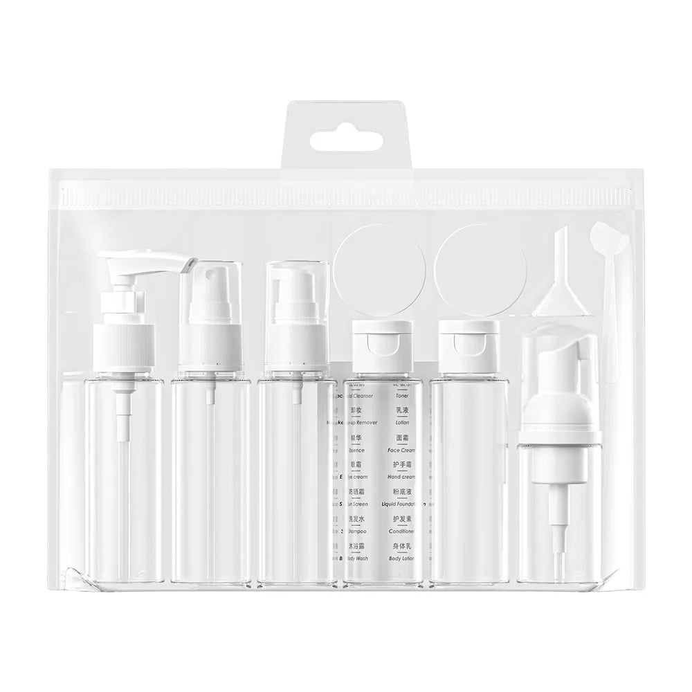11pcs/Set Travel Botttle Set 60ml Refillable Bottle Soft Plastic Lotion Shampoo Container Squeeze Tube Empty Bottle Wholesale