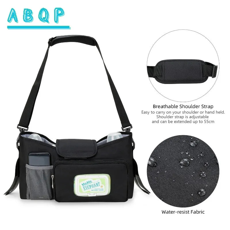 Baby Stroller Hanging Bag Large Capacity Portable Baby Travel Supplies Storage Bag Multifunctional Fashionable Baby Stroller Bag