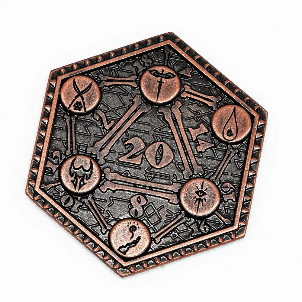 1Pcs D20 Coin Creative Metal Coins 45mm Metal Plated for RPG D&D Game Lovers Critical Fumble Novelty Board Games