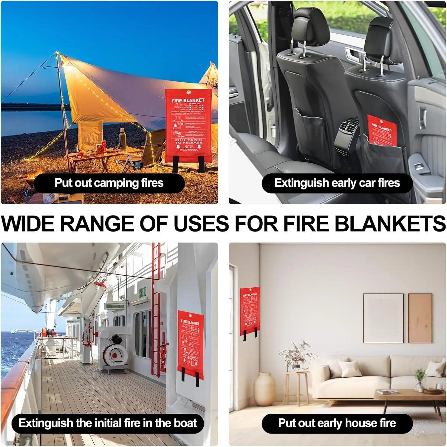 Fire Blanket Fiberglass Fire Emergency Blanket Suppression Blanket Flame Retardant Blanket Emergency Survival Safety Cover