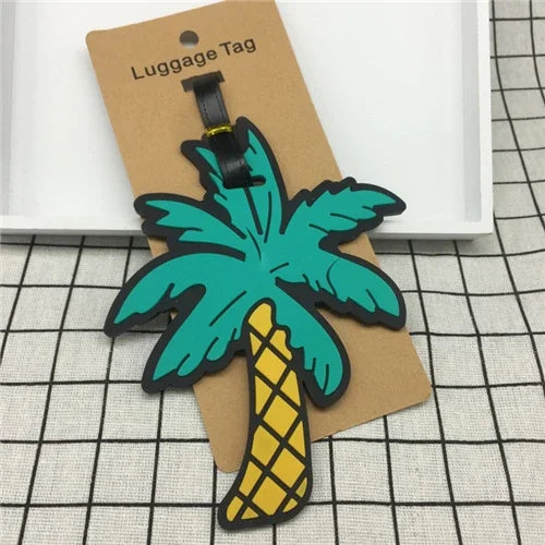 Luggage Tags Cartoon Cute Silicone Fruits Food Beach Style Suitcase Tags Name Address Holder Baggage Boarding Tags Label