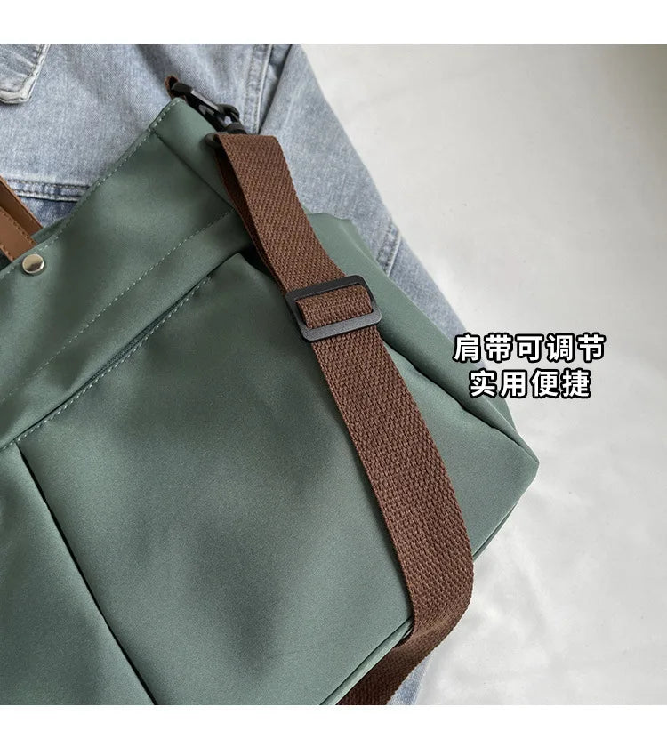 HOMEFISH Stylish Nylon Women's Tote Bag Shoulder Handbag with Large Capacity And Two Pockets for Commuting