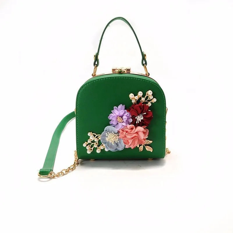2025 Metal Clip Small Square Bag New Fashion Dinner Flower Shoulder Diagonal Handbag Bags Shoulder Bags