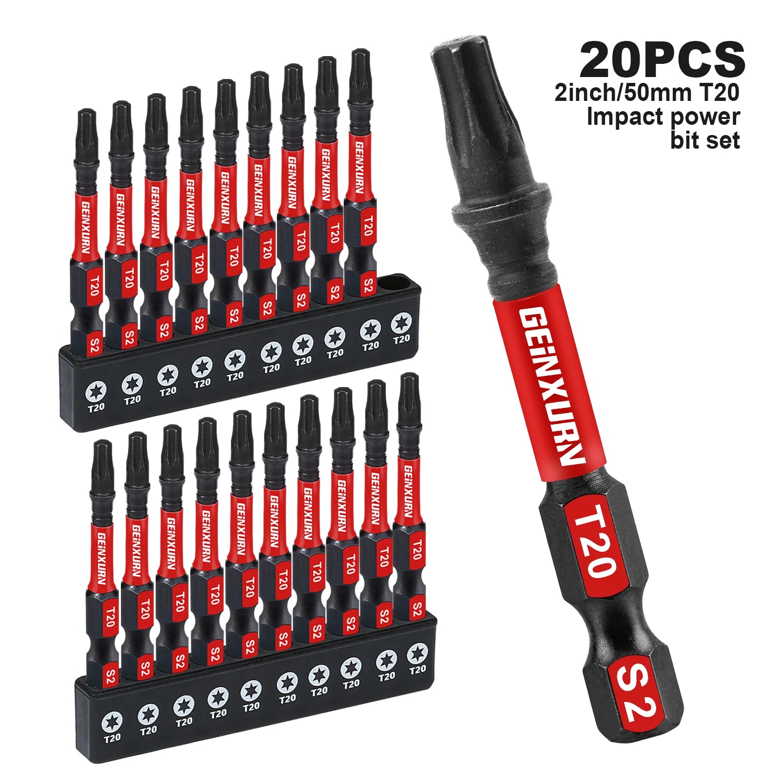 Geinxurn 2In S2 Magnetic T20 Torx Bits With Base, Motorcycle Repair Tools&Suitable for Motorcycle Maintenance