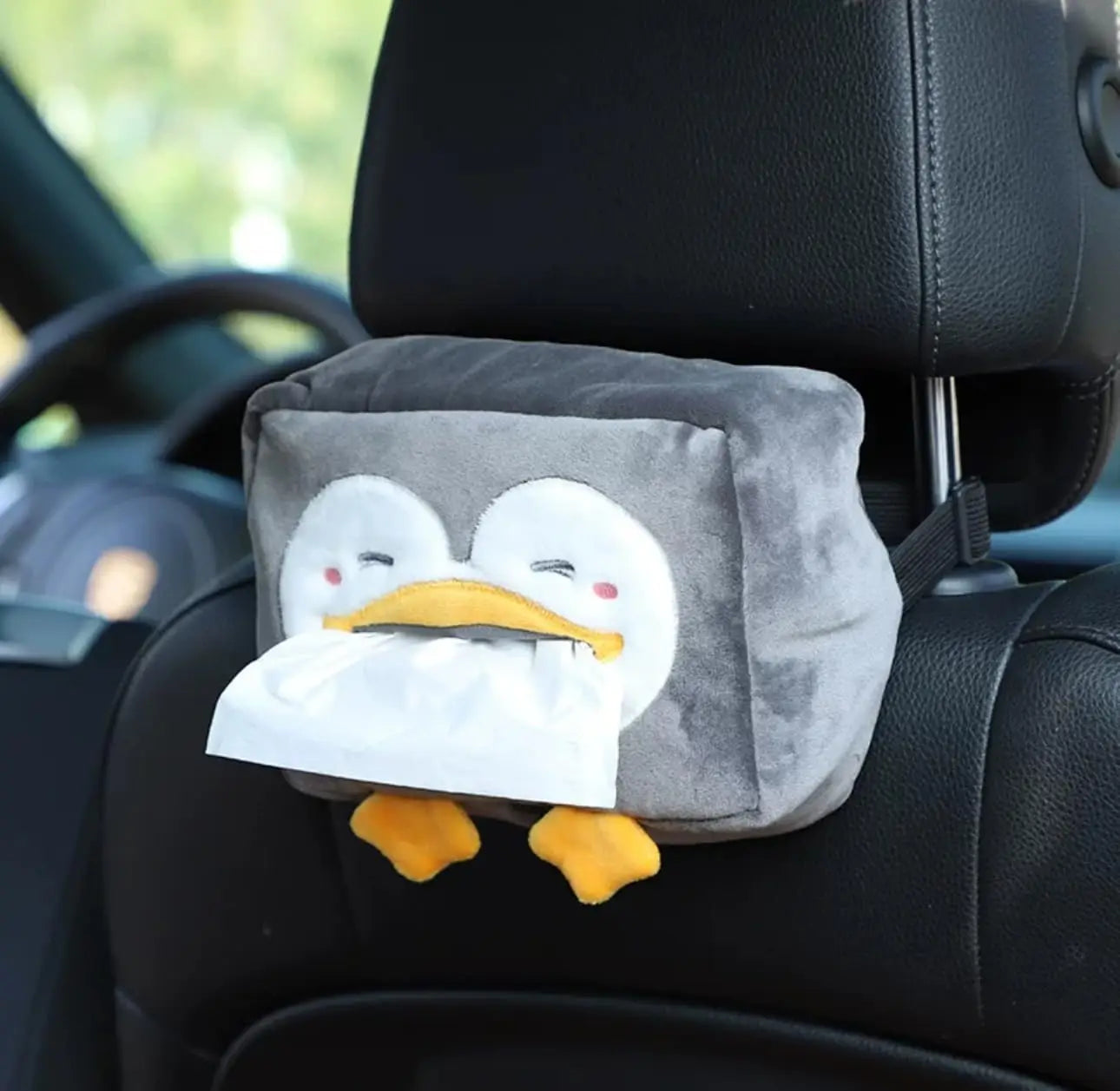 Car Cartoon Penguin Seatback Hanging Tissue Holder Armrest Box Decor