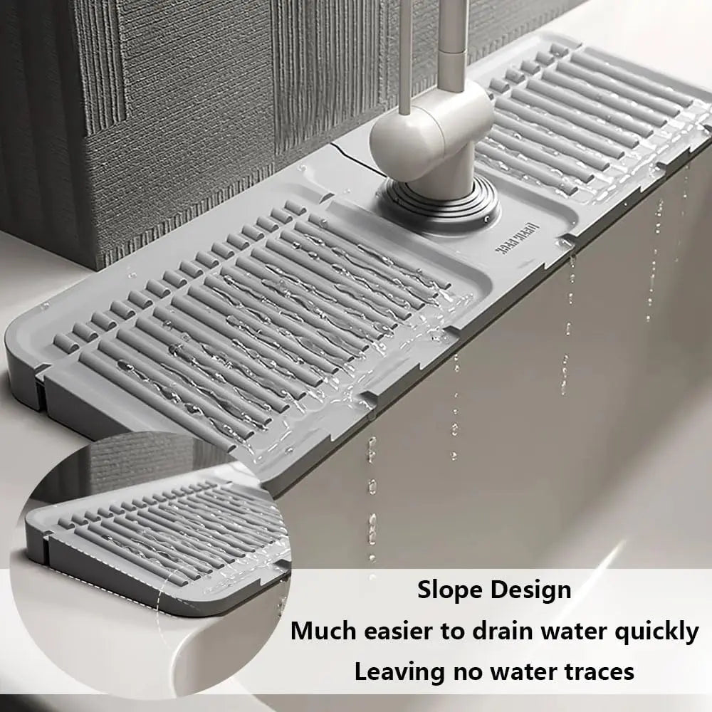 Faucet Mat for Kitchen Sink Silicone Draining Mat Fast Drying Stone Sink Tray Kitchen Accessories for Countertop Drain Rack