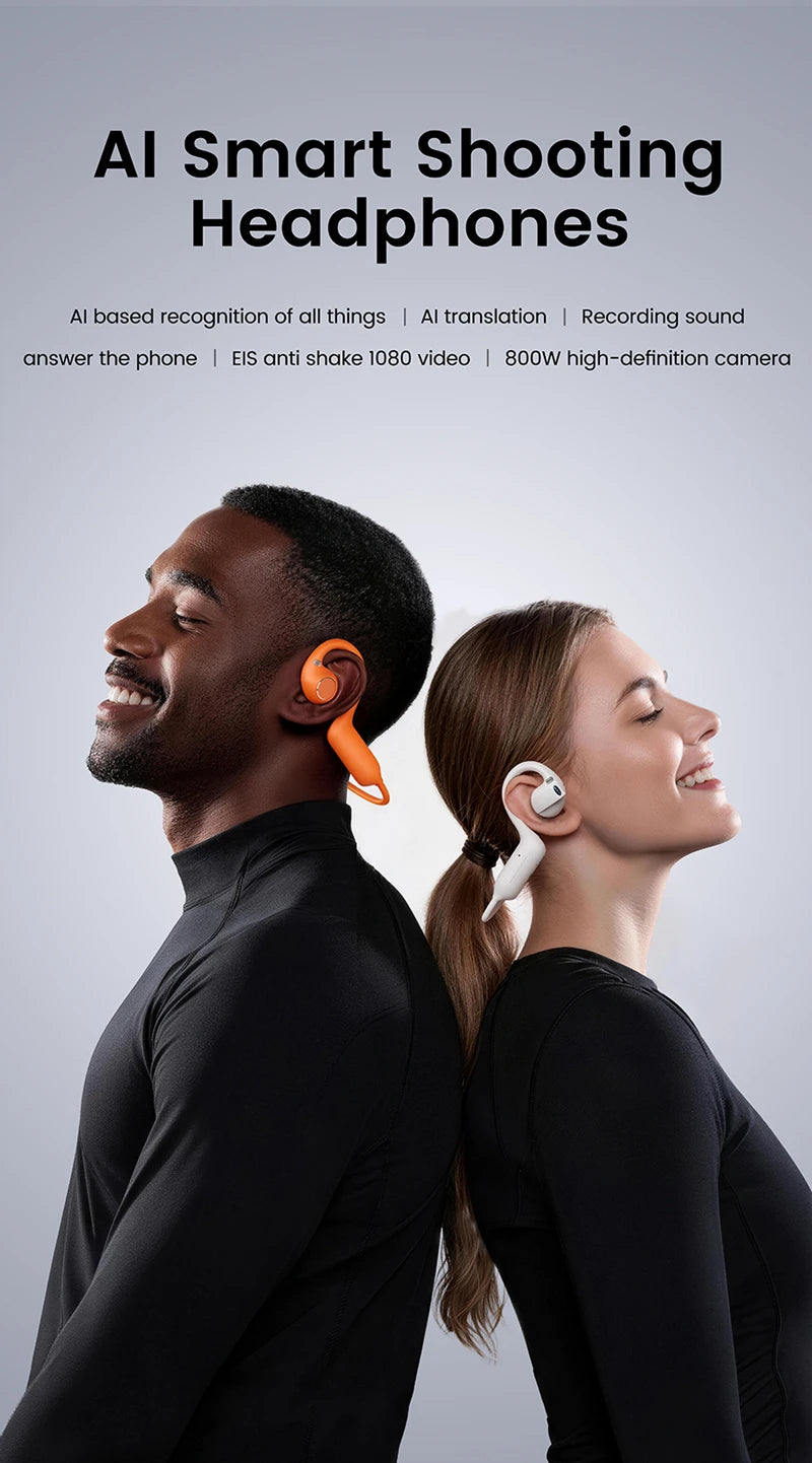 E12 Smart AI Earphones 800W Camera Video HIFI Bluetooth Music AI Translation Q&A Image Recognition Sports Earphones