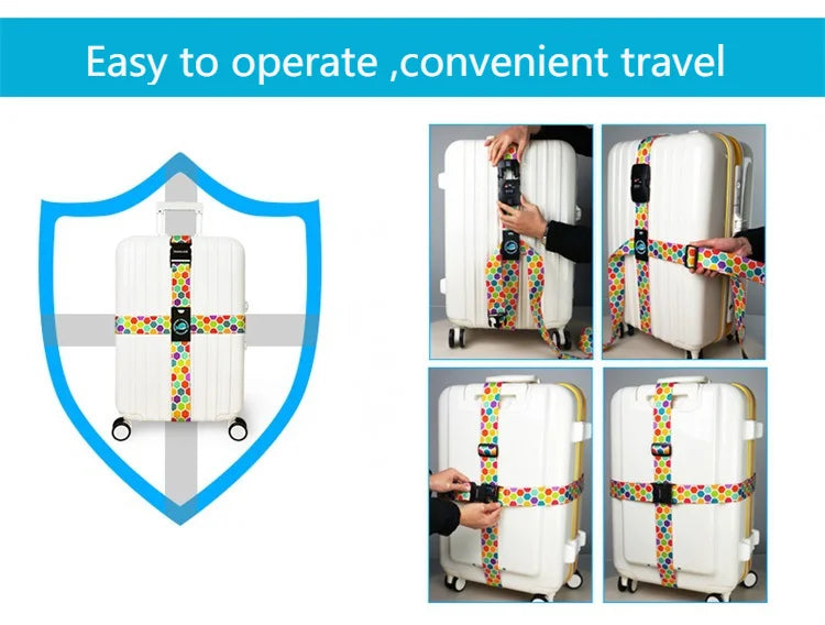 TSA Combination Lock Luggage Straps Adjustable Packing Belts Travel Abroad Customs Lock Binding Straps for 20-32 inch Suitcase
