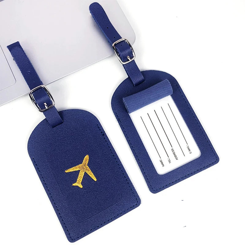 1PC Portable PU Leather Luggage Tag Suitcase Identifier Label Baggage Board Bag Tag Name ID Address Holder Travel Passport Card