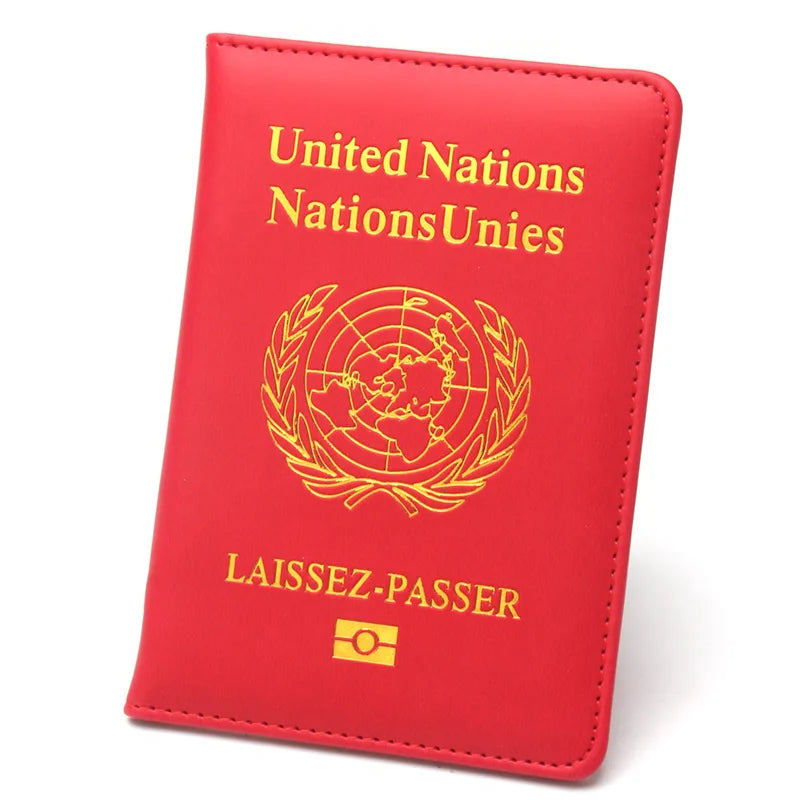United Nations Laissez-Passer Passport Cover PU Leather Protector Case UN Logo Travel Wallet