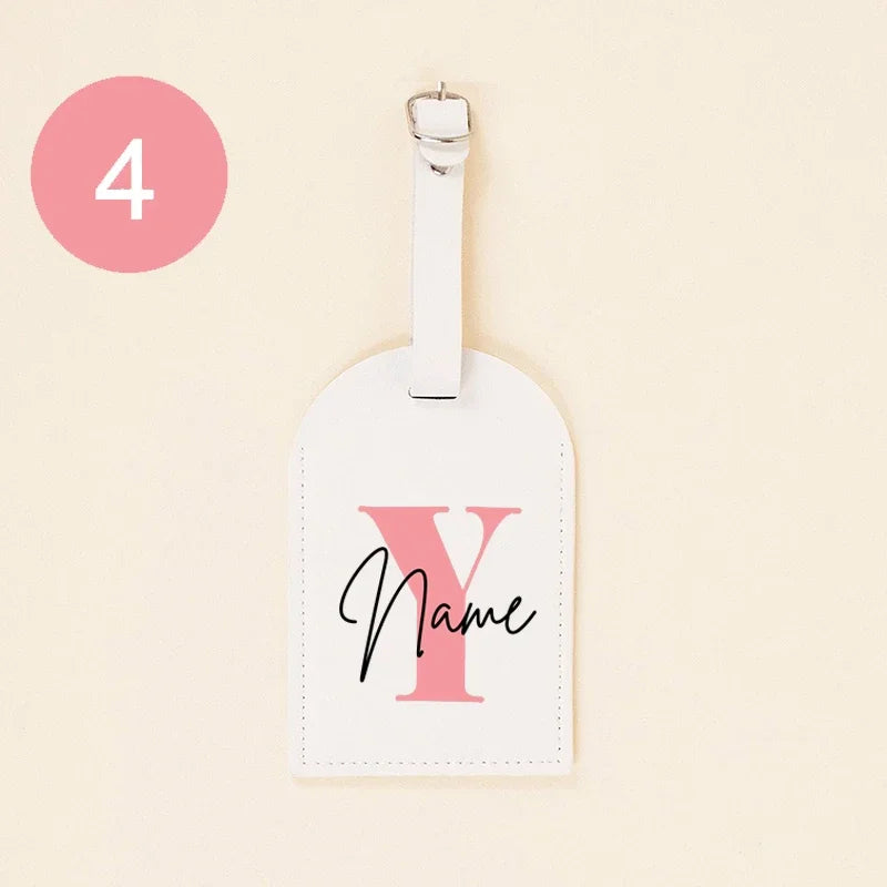 Personalised Monogram PU Luggage Tag Initial with Name Leather for Suitcase Baggage Handbag Tags Travel Bag Label Tag Best Gifts