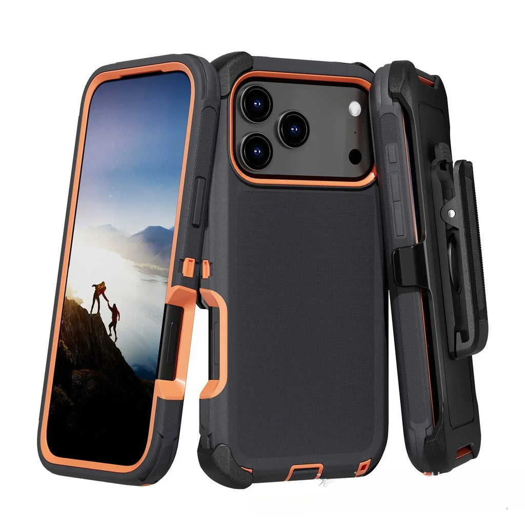 Rugged Shockproof Case with Belt Clip 2-Tone Design Heavy Duty Protection Armor Shell for IPhone 17 Air 16 15 14 Plus 13 Pro Max