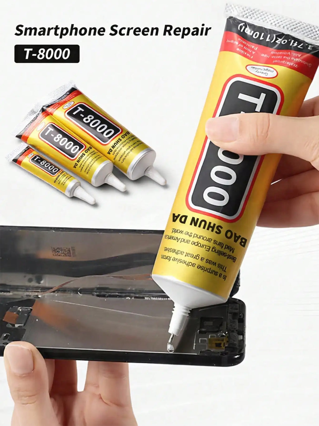 E8000 Phones Screen Glue, Semi Fluid Iransparent Adhesive Glue Precision Craft Repair for Phone Screen Replacements DIY Jewelry