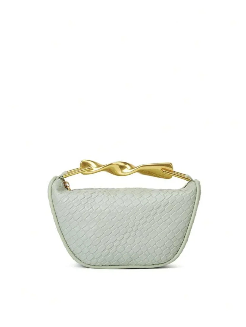 Women's Woven Straw Bucket Bag, Summer Half-Moon Beach Straw Shoulder Bag, Casual Tote Crossbody Purse