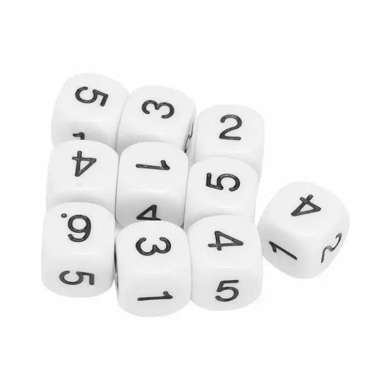 20 Pcs 6 Sided Number Dice Plastic 16mm Round Corner Polyhedral Dice Set for Numeral Teaching Board Games