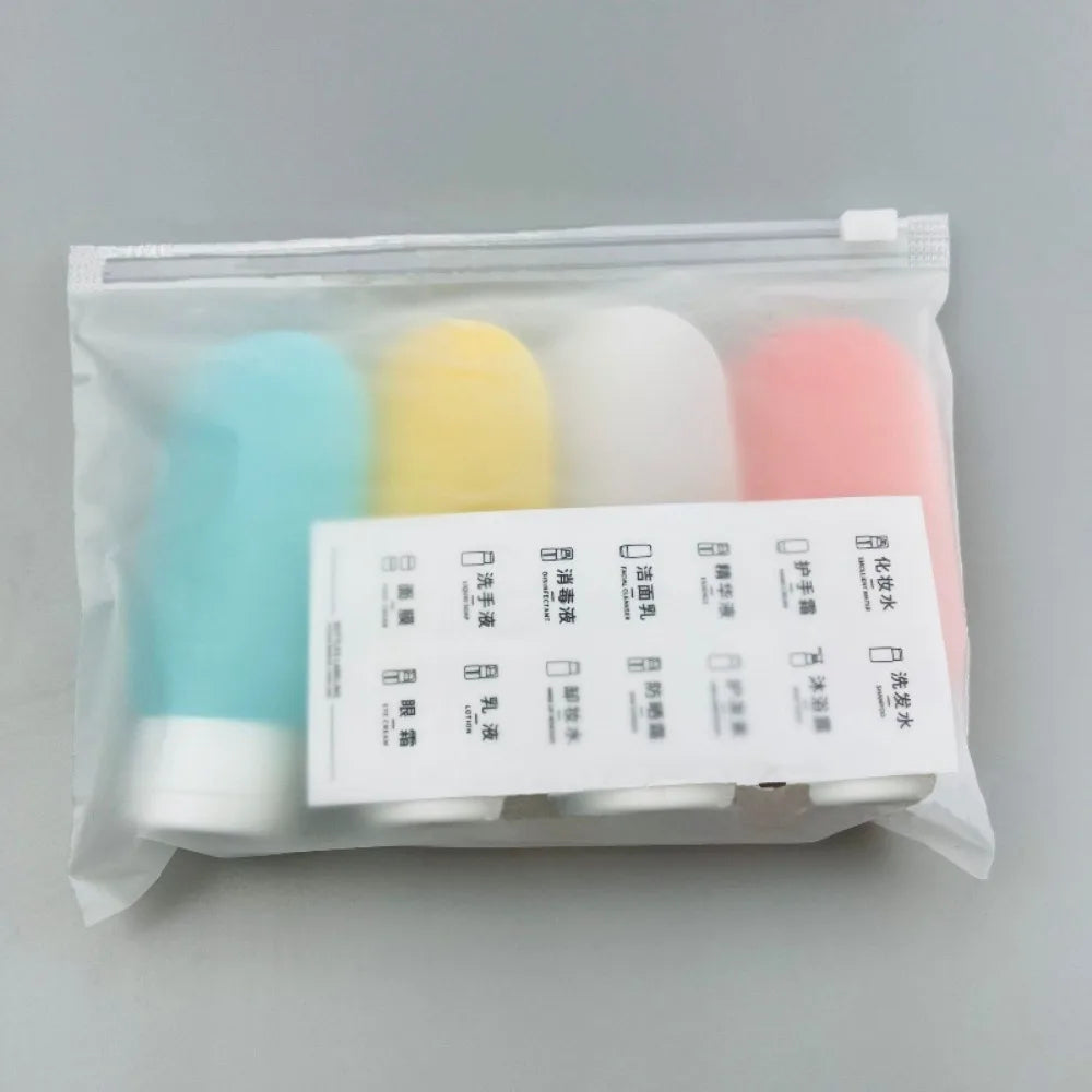 4Pcs Set Soft Silicone Travel Bottles Leakproof Squeeze Tube Refillable Lotion Container Portable for Shampoo Conditioner Lotion