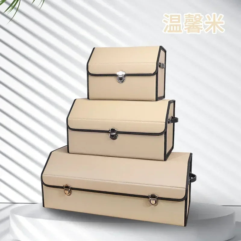 Car Trunk Organizer Car Trunk Organizer For SUV Waterproof Leather Cargo Container Folding Vehicle Accessories For SUV Truck