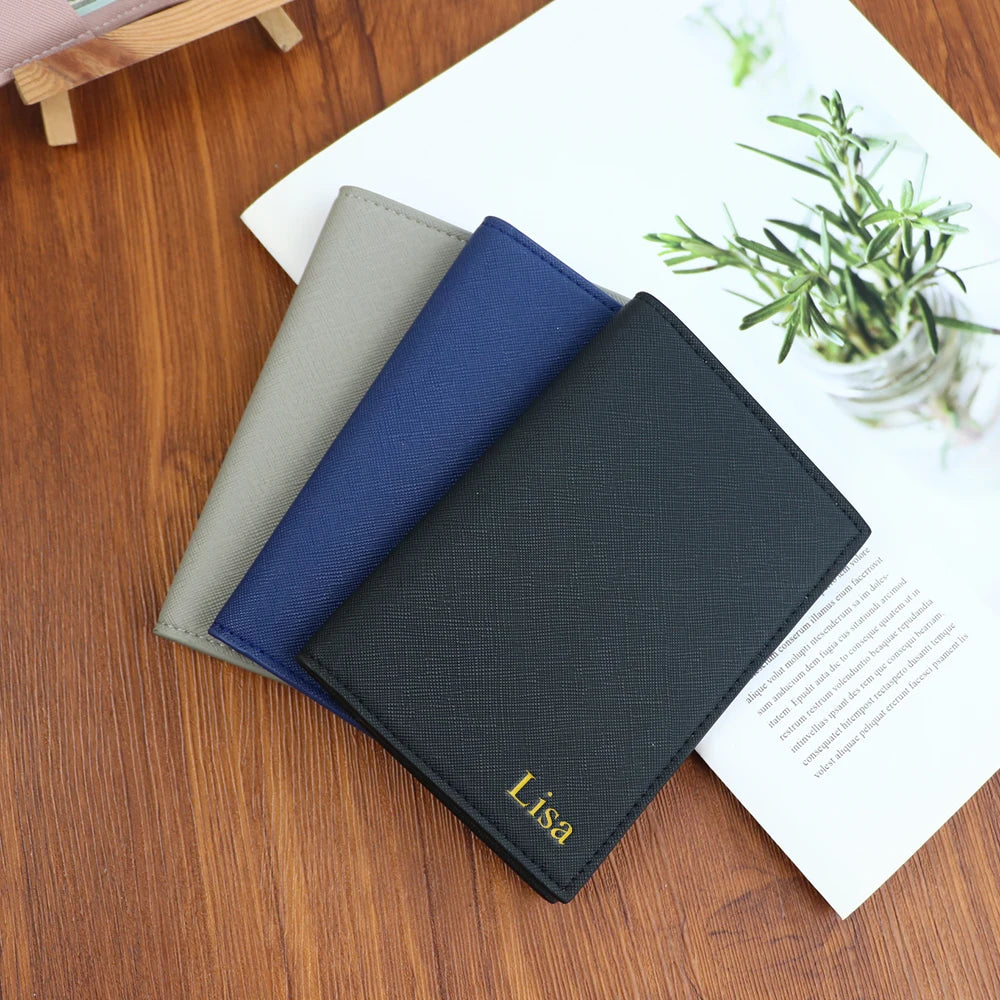 Customized letter PU leather passport holder ID protection case, loose change bank card storage bag, travel passport bag