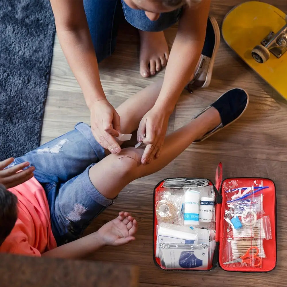 Family Car Travel First Aid Kit 198 Pieces First Aid Kit for Home, Car, Travel, Business, Survival, Office, Camping, Hiking, Boa