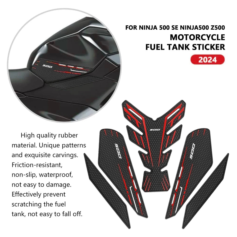 Ninja500 2025 Motorcycle Accessories Non-slip Side Fuel Tank Stickers Waterproof Pad Rubber Sticker For NINJA 500 SE 2024 2025