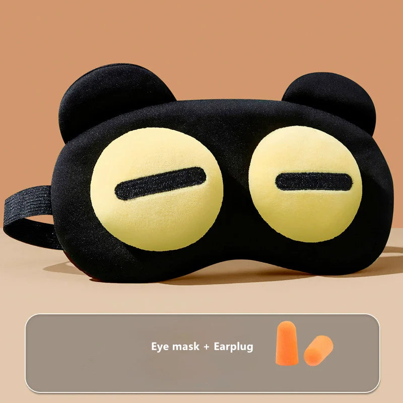 Cute Bear Eye Mask Sleep Aid Light Blocking Breathable Eyeshade for Travel Protective Safety Eye Wear Cold Hot Compress