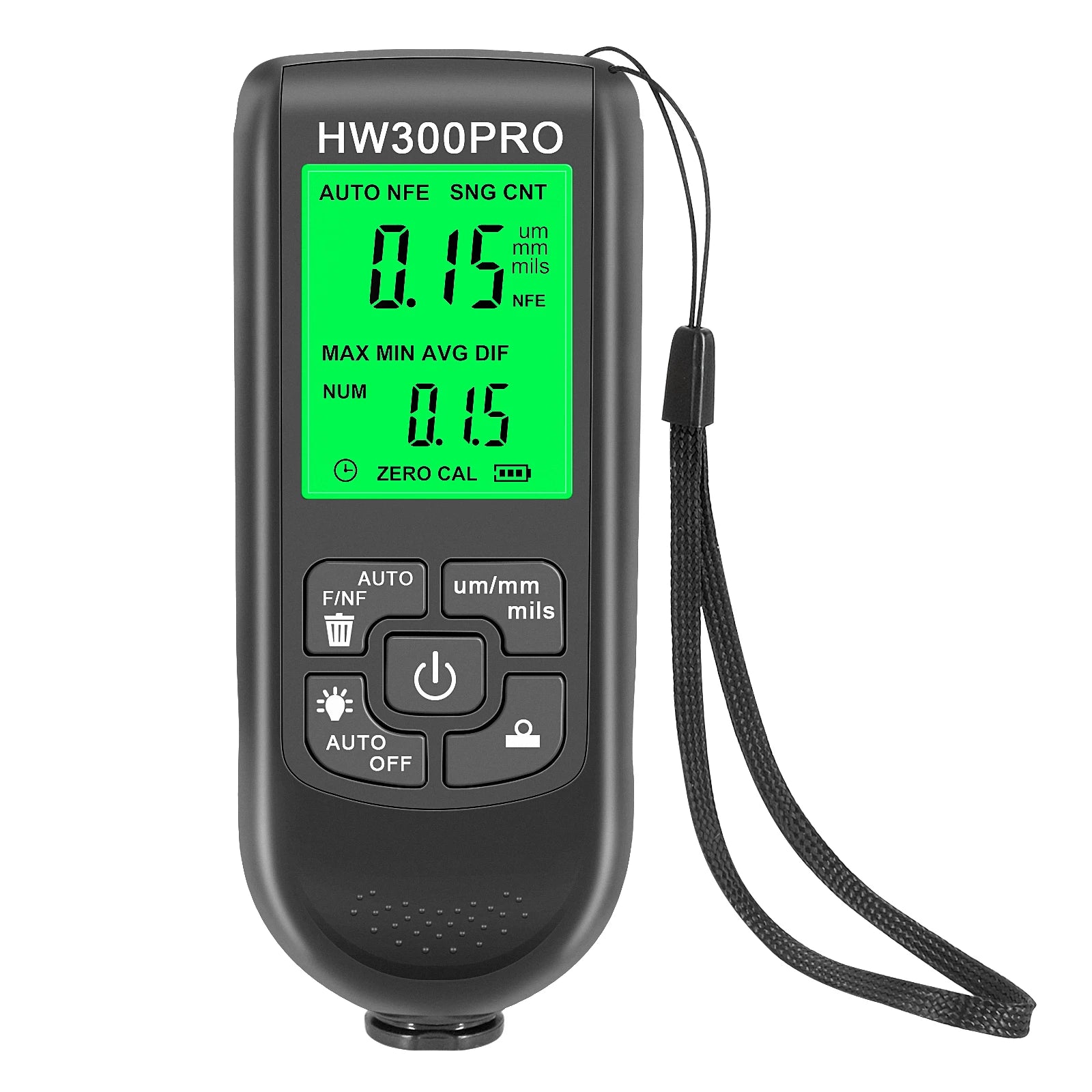 Thickness Gauge For Car Digital Backlight LCD Meter Car Thickness Paint Coating Meter Metal Measuring Tool 0-2000um HW-300PRO