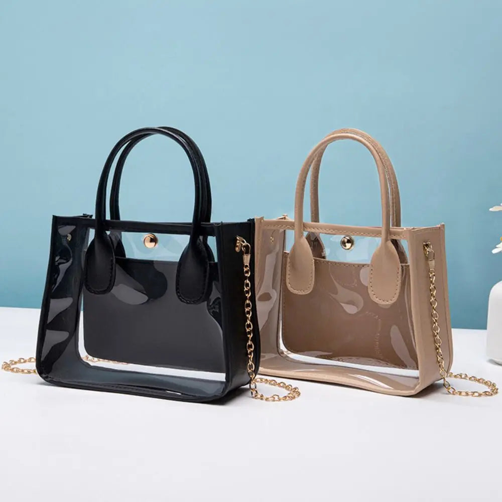 Internet Celebrity Popular Transparent Jelly Handbag Trendy Small Fresh and Fashionable Versatile Chain Crossbody Bag