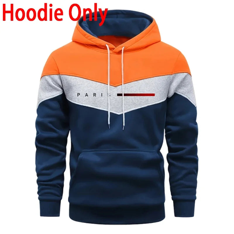 Paris Fashion Men's Hoodies Set Daily Casual Sports Hooded Sweatshirt and Jogger Pants Male Urban Trend Warm Pullover Tracksuit