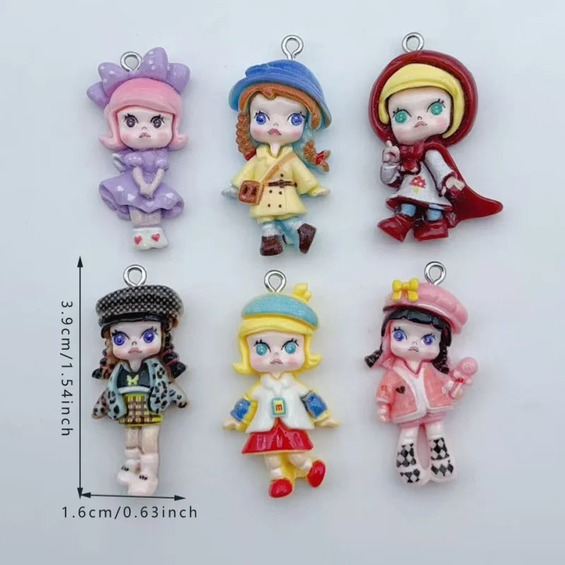 10pcs resin enamel cartoon character charm pendant suitable  DIY earrings and keychain accessories
