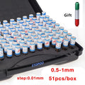 0.30-5.00mm step 0.05mm 0.05-1.00MM Steel Pin Gauge Pin Measuring Tool, 95pcs/box