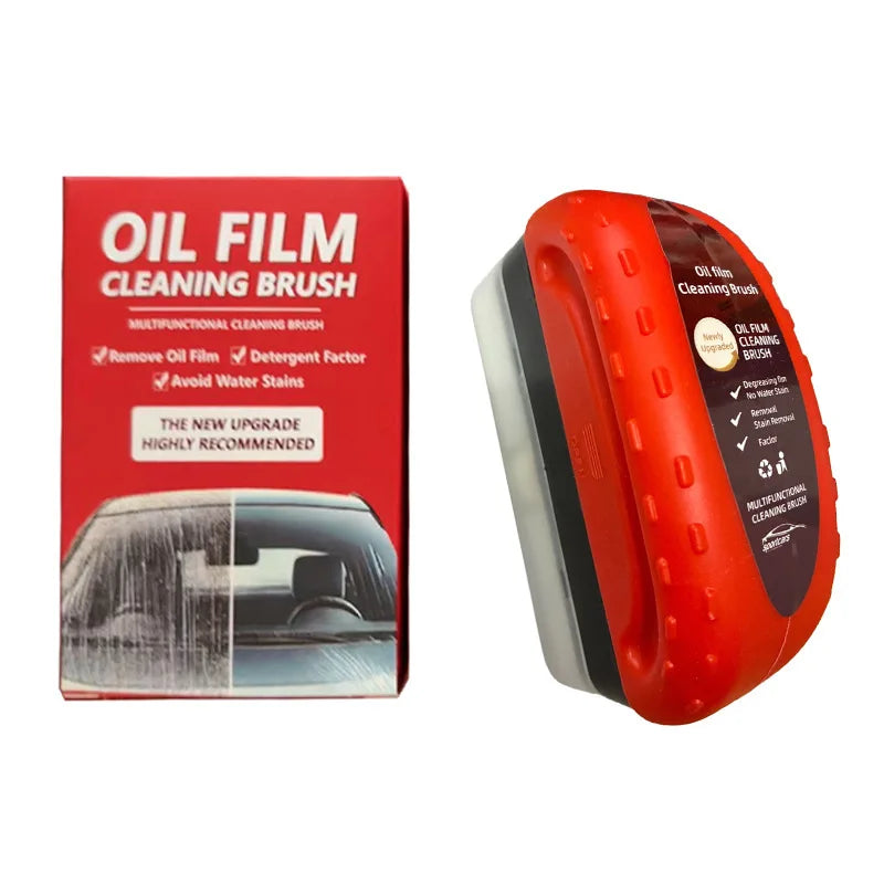 Glass oil film cleaning brush, red, powerful for removing dirt from front windshield, side windows, and rearview mirrors, car oi
