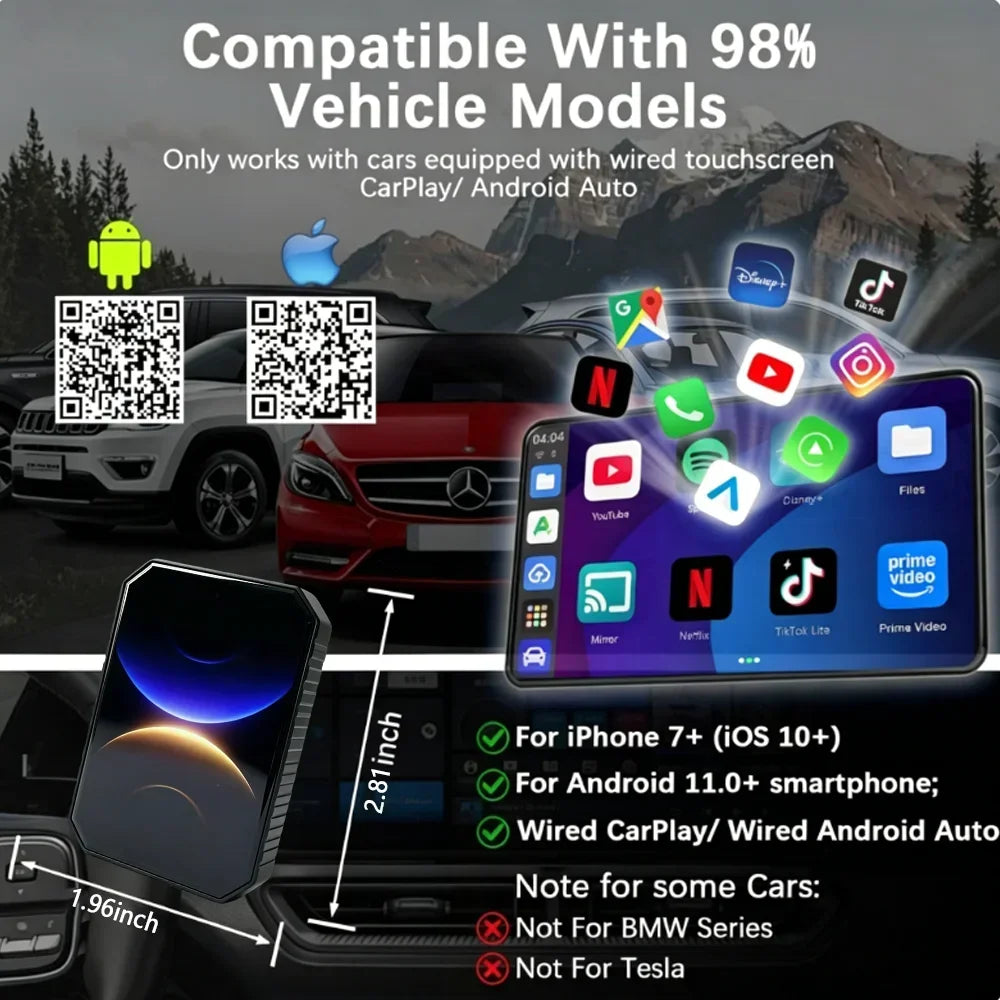 CarRocket I5 Smart Car AI Box Wireless CarPlay Adapter 2+16G Vehicle Video TV Multimedia Streaming Receiver for BMW VinFast