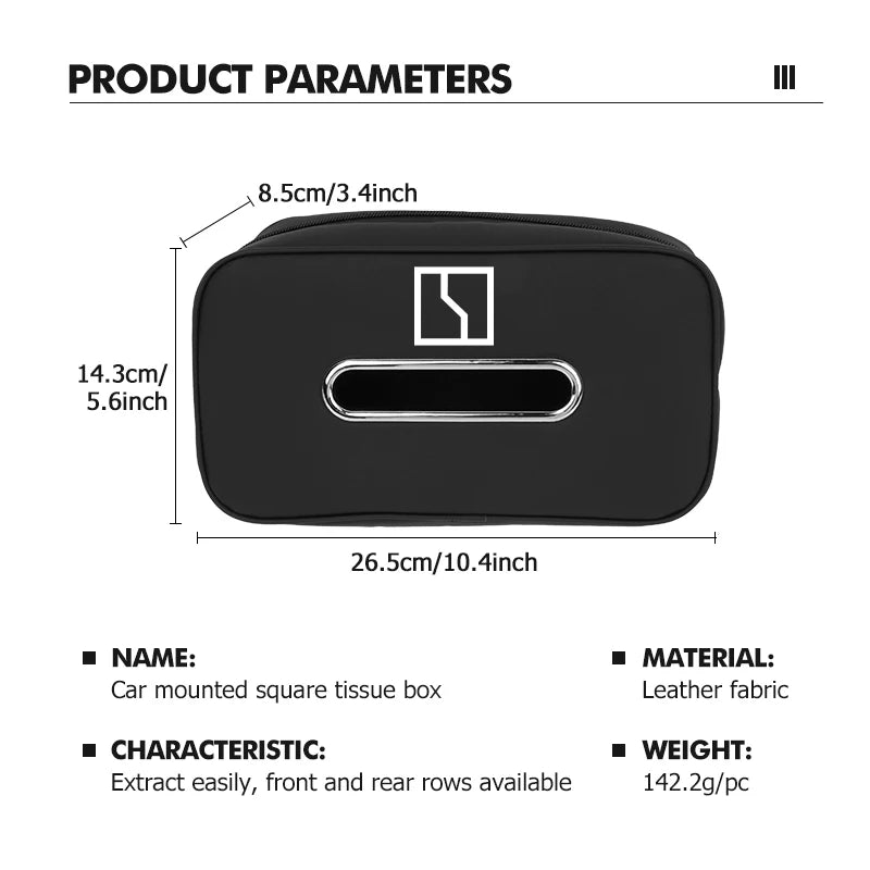 Car Leather Tissue Box Seat Back Armrest Hanging Storage Bag For Zeekr 001 EV 2021-2023 009 X 2021 2022 2023 Krypton