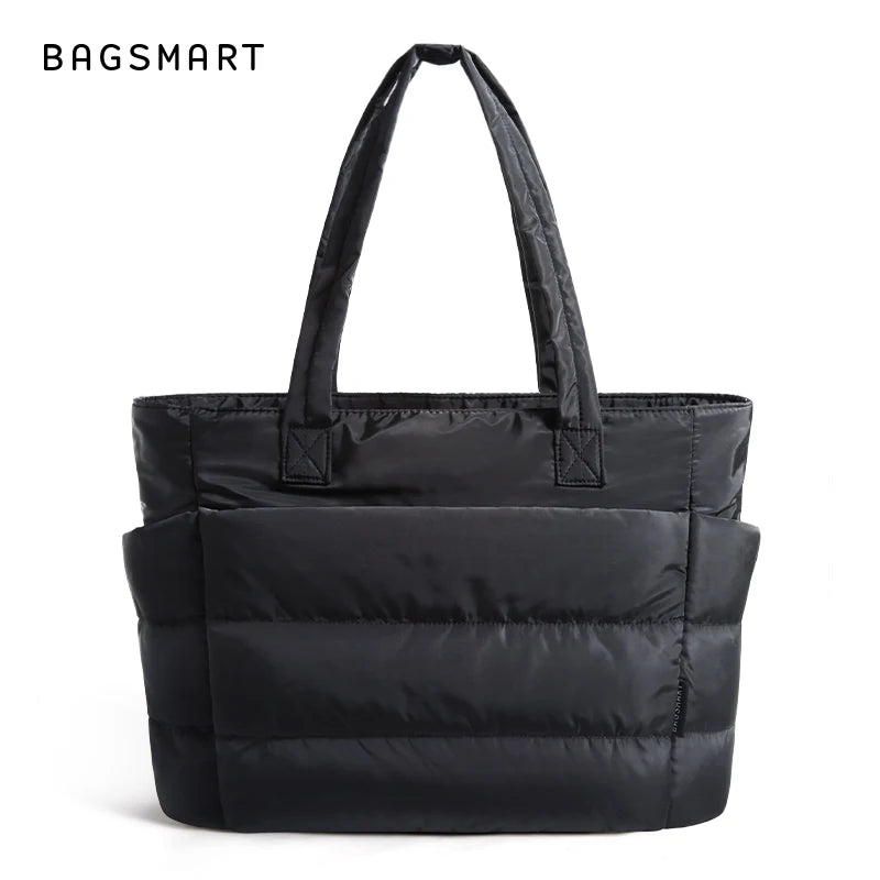 BAGSMART Women's Bag Solid Color Tote Bag Commuting College Padded Shoulder Bag Leisure Simple Female Handbags for Travel