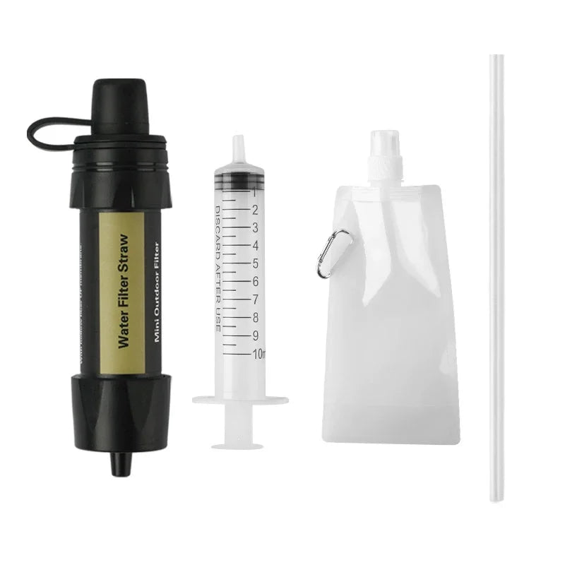 Outdoor Water Filter Straw Portable Emergency Water Purifier for Camping Hiking Survival Travel Filtration System