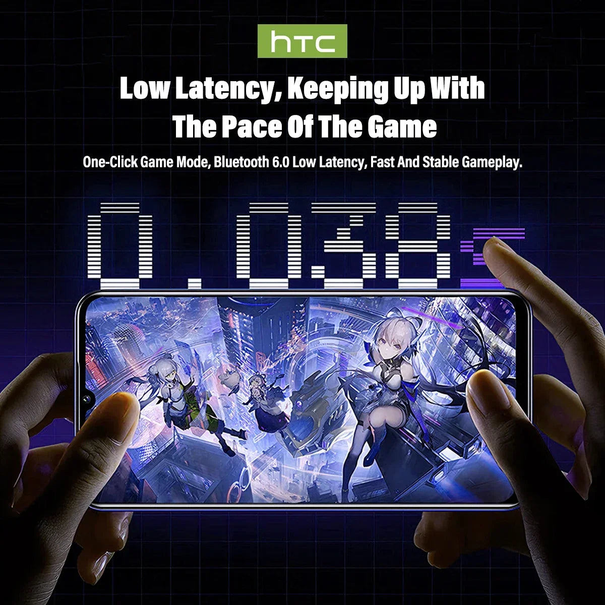 HTC NE70 Bluetooth Earphones Touch Screen TWS In-Ear Wireless Headphones AI Translator Noise Reduction Earbuds Game Heatset