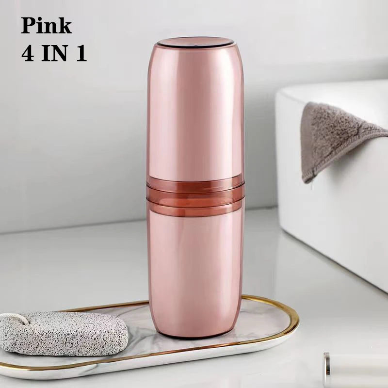 2/4 Cup Toothbrush Storage Box Portable Mouthwash Cup Toothpaste Holder Toiletry Travel Supplies Compact Bathroom Organizer