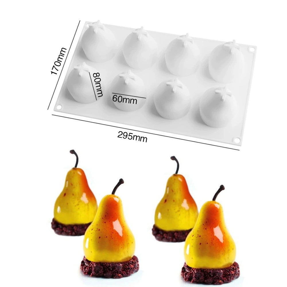 1pcs Pineapple Pear Peach Fruit Series Cake Silicone Mold Mango Orange Baking Mousse Mould Strawberry French Dessert Mousse Mold
