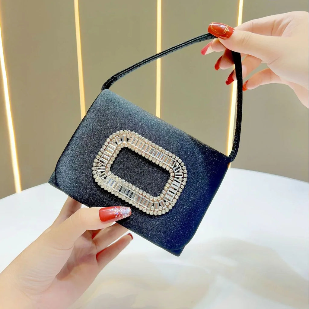 Luxury Mini Square Handbag Women’s Diamond Studded Evening Bag Elegant Shoulder Chain Wedding Party Purse Stylish Ladies Tote
